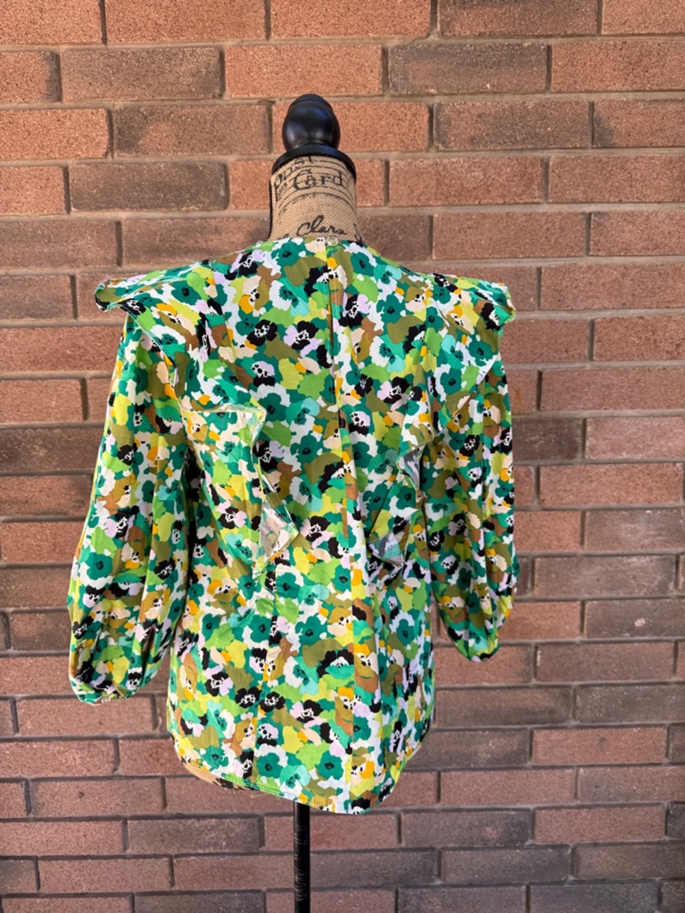 Ted Baker London Gigie Top Green Yellow Floral Silk Blouse Size 1 (4) - Picture 4 of 5
